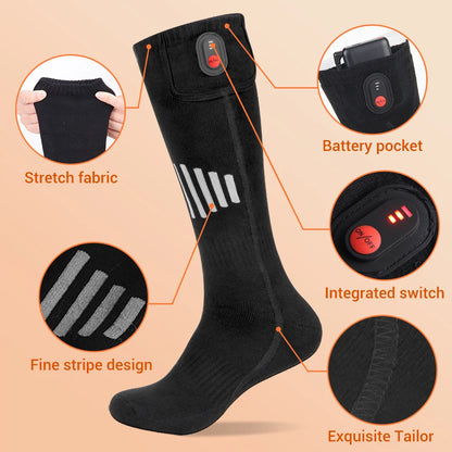 Heated Socks Winter Warmth 5000Mah USB Rechargeable 65℃ Heating Socks Outdoor Sports Heated Boots Snowmobile Skiing Socks